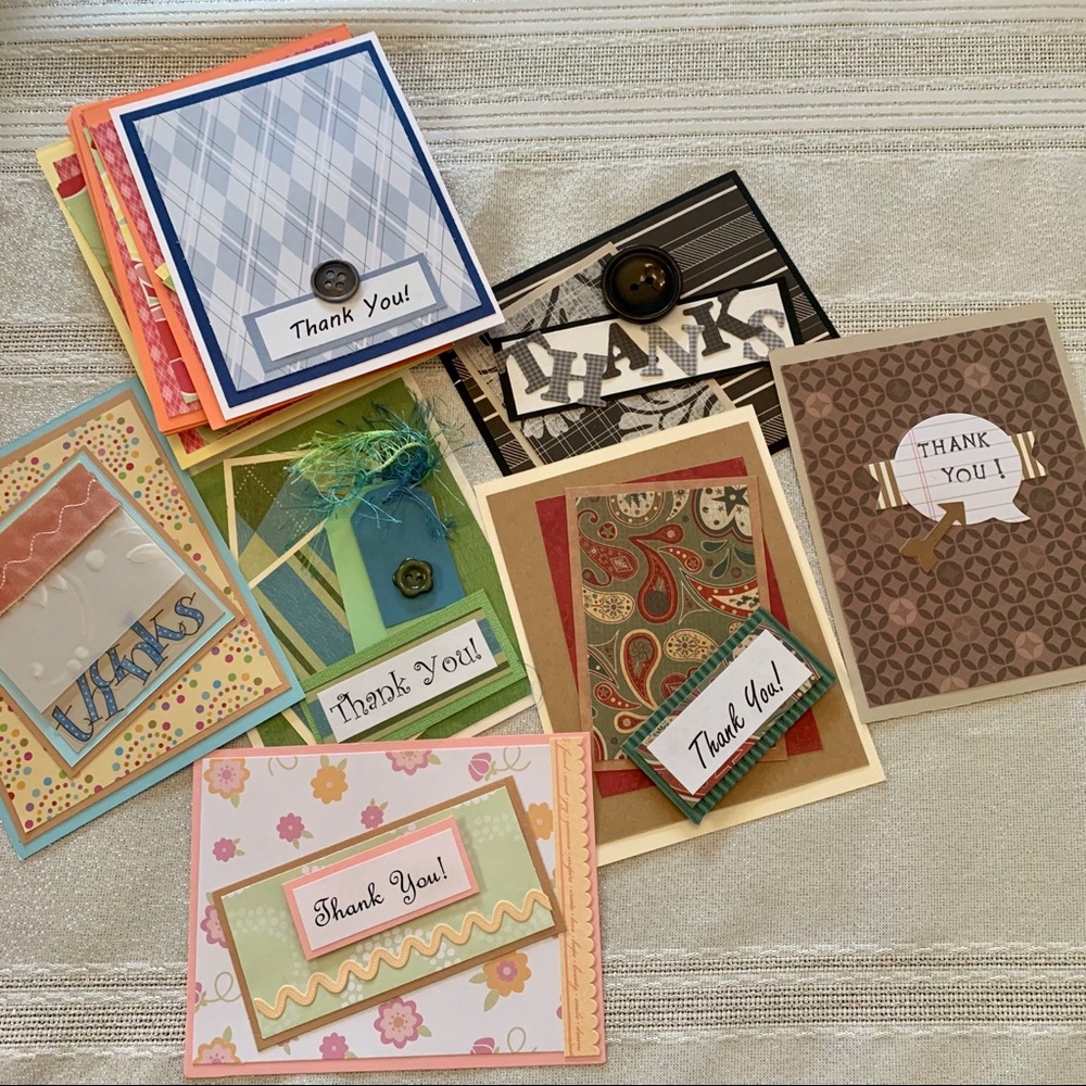 20 handmade randomly assorted Thank You postcards - Picture 1 of 10
